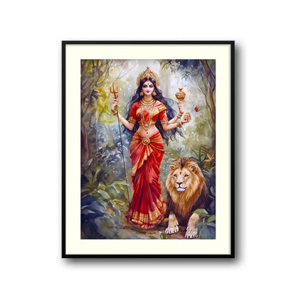 Goddess Durga with Lion - Vastu Painting