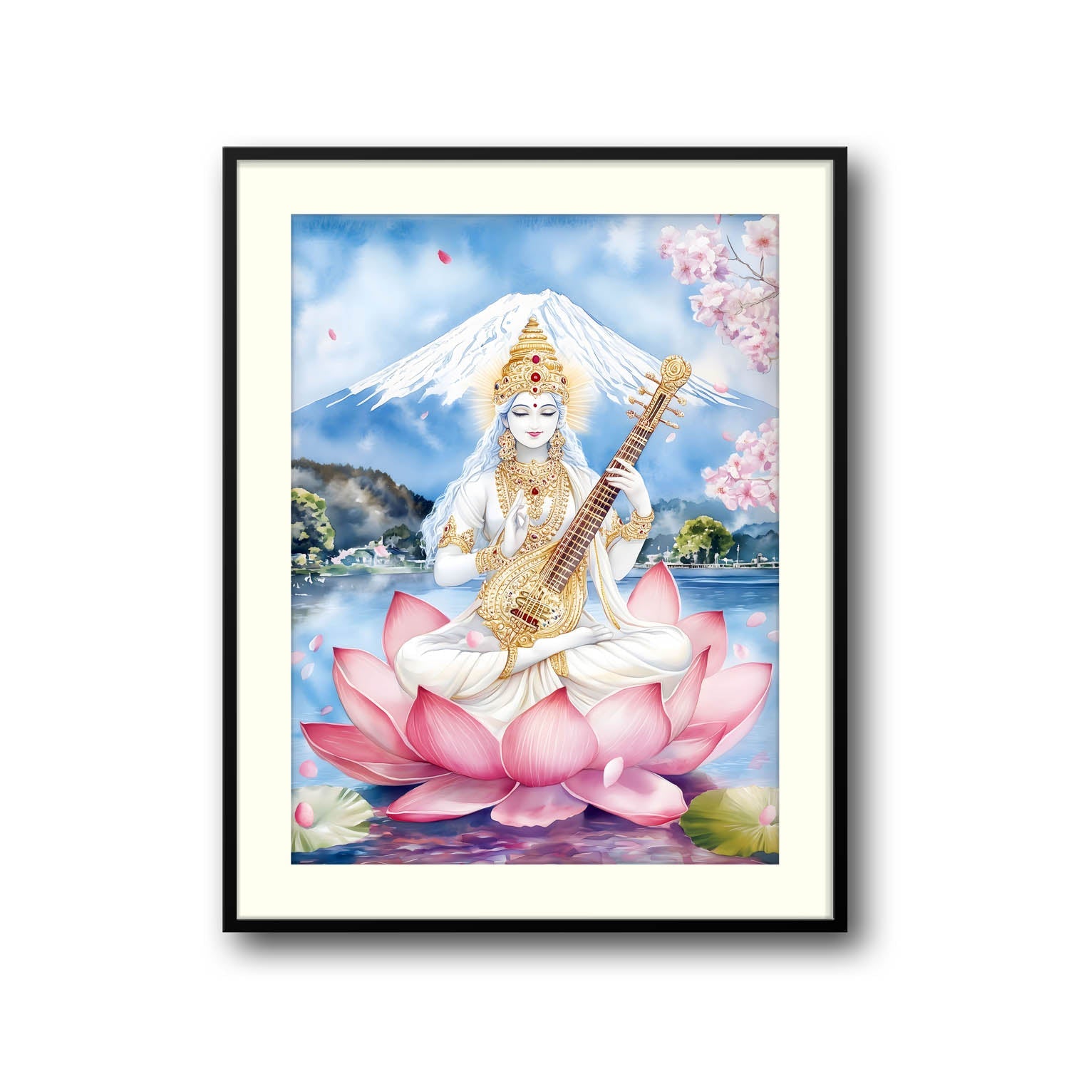 Goddess Saraswati on Lotus - Vastu Painting