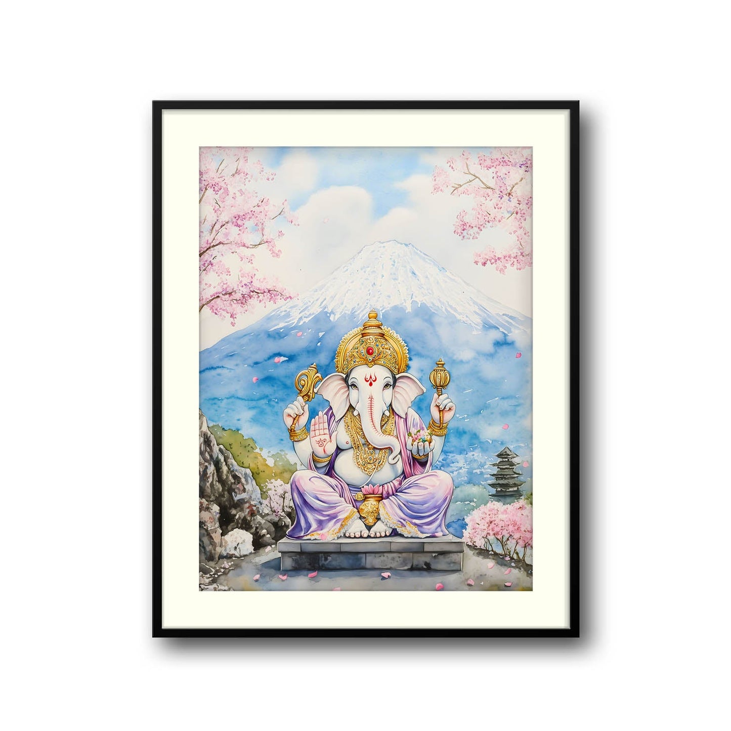 Lord Ganesha sitting in Himalaya - Vastu Painting