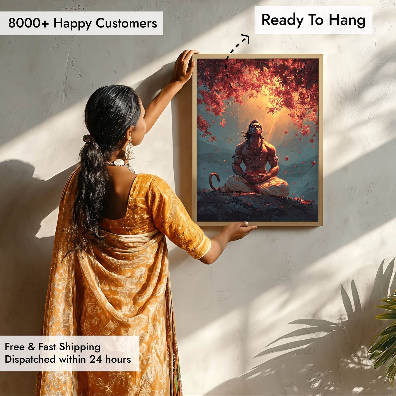 Bajrangbali Hanuman Meditation Painting – Vastu Wall Art