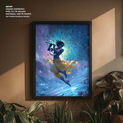 Celestial Krishna Painting – Flute Wall Art