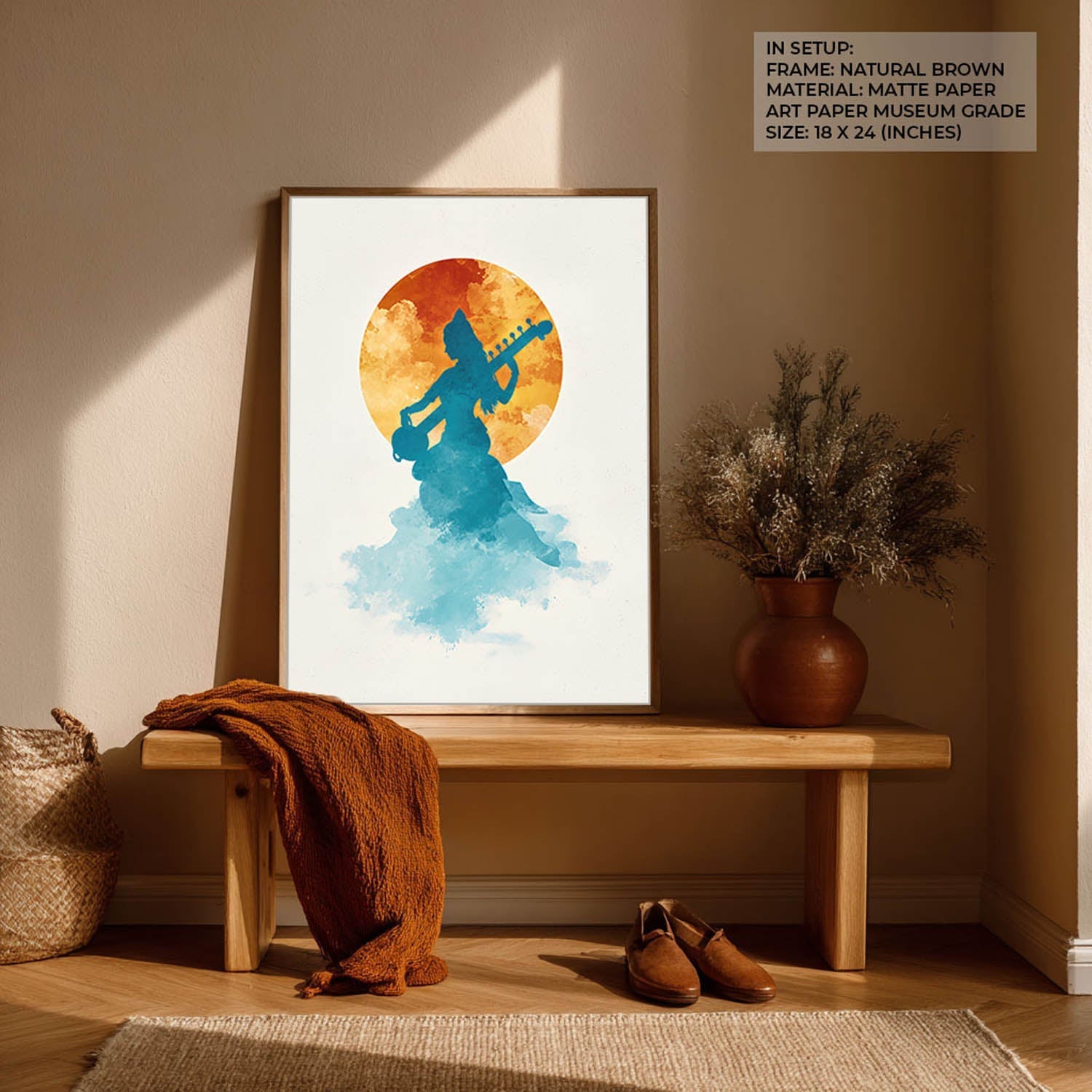 Divine Saraswati Painting – Goddess of Wisdom Wall Art