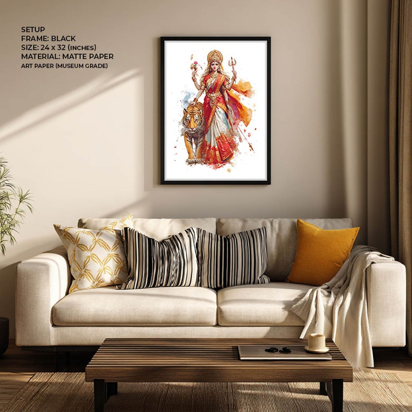 Durga with Tiger Painting – Divine Shakti Wall Art