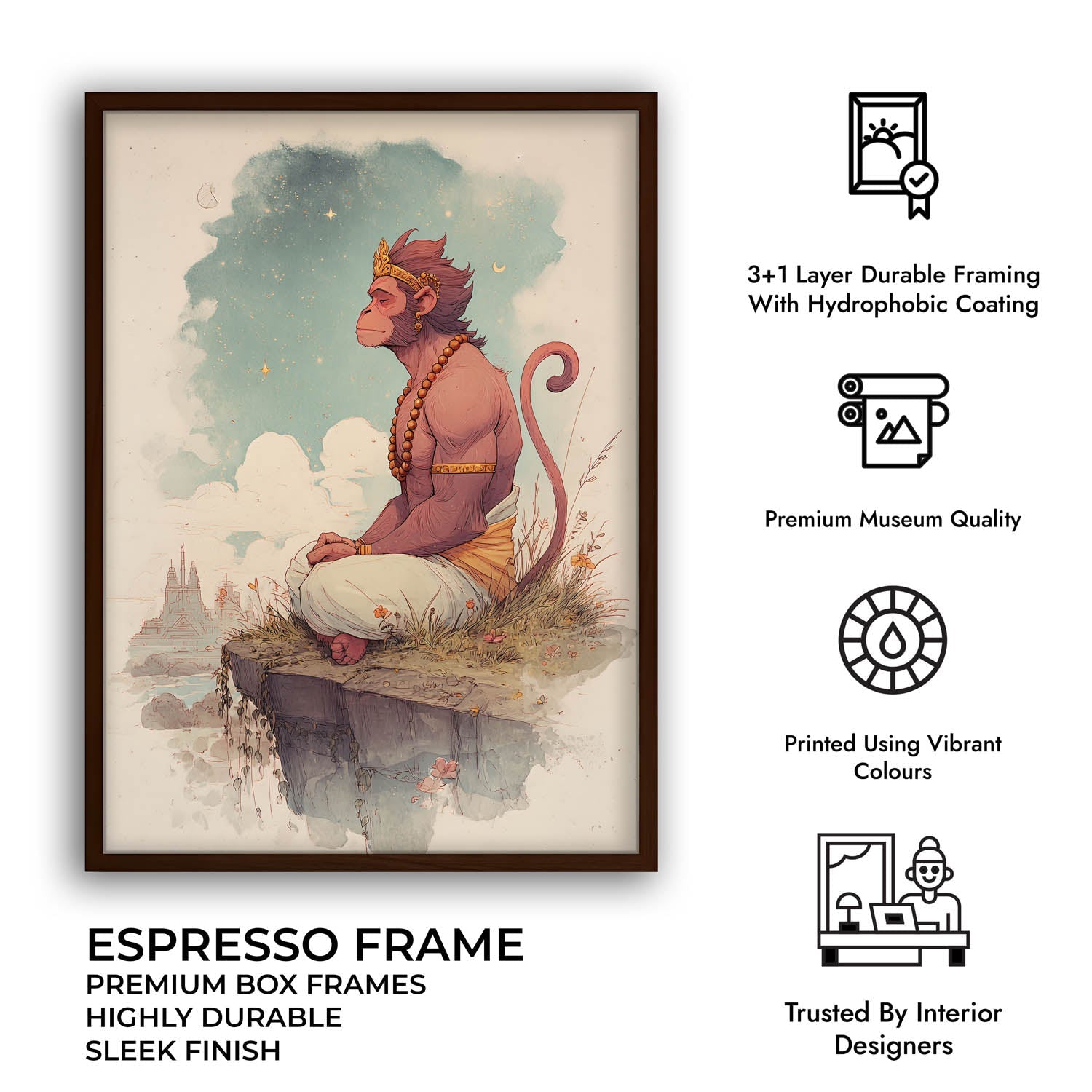 Hanuman Painting – Bajrangbali Wall Art in Meditation