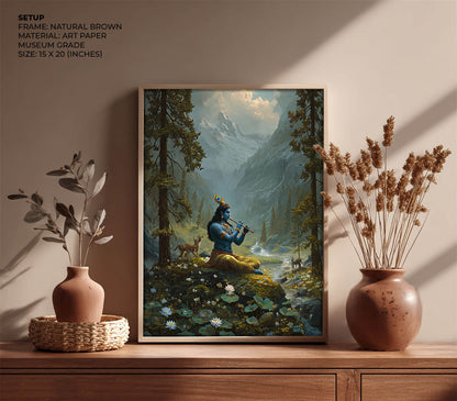 Krishna in the Valley Painting – Divine Flute