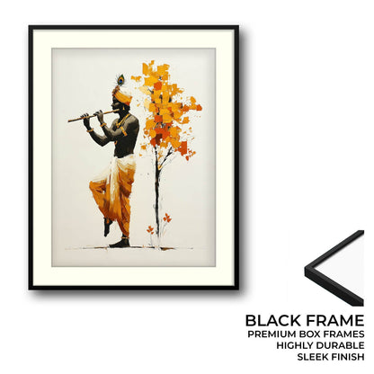 Lord Krishna Flute Painting with Tree – Vastu Wall Art