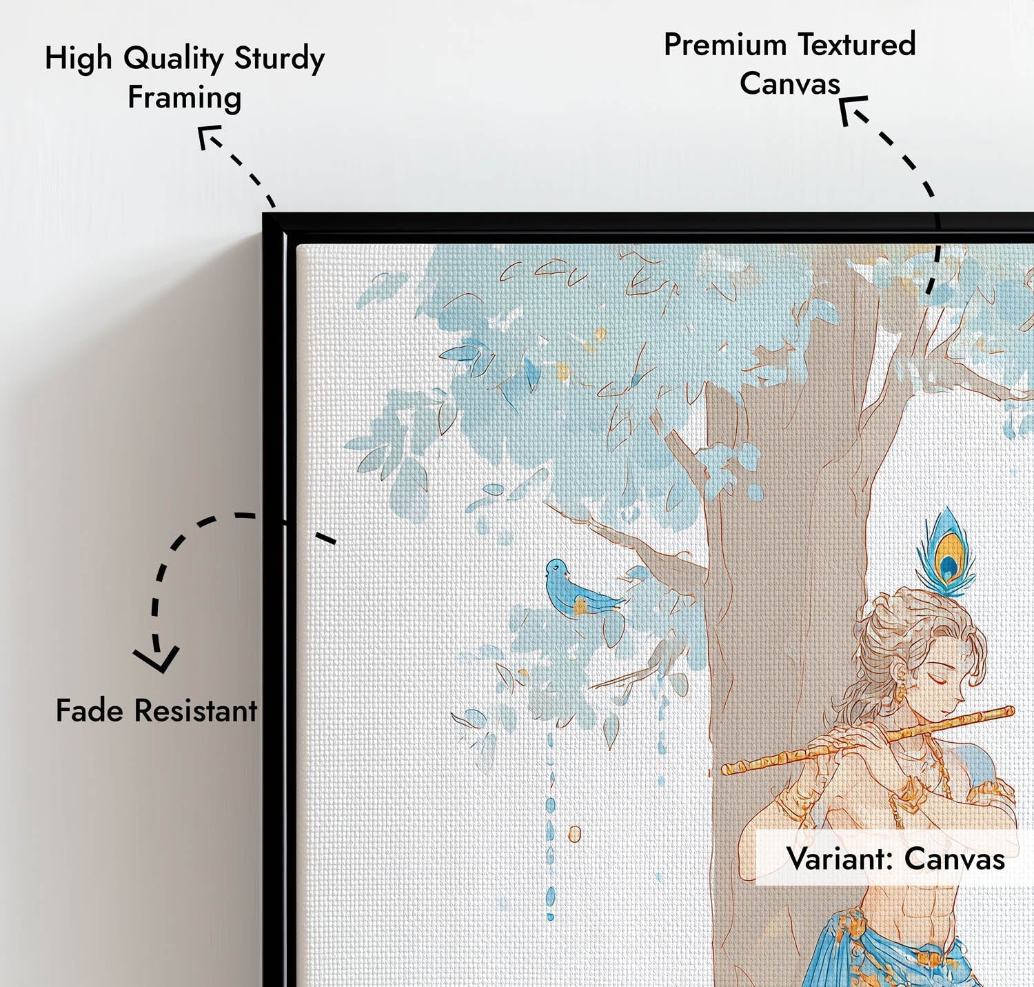 Lord Krishna Flute Wall Art – Vastu Painting for Home Decor