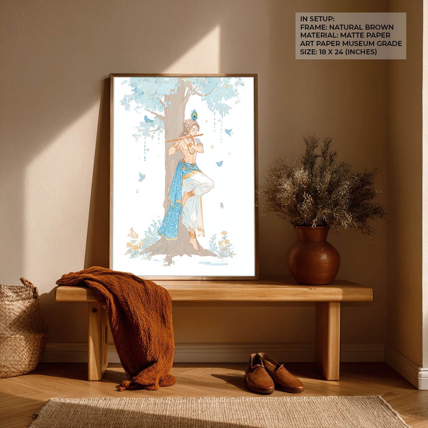 Lord Krishna Flute Wall Art – Vastu Painting for Home Decor
