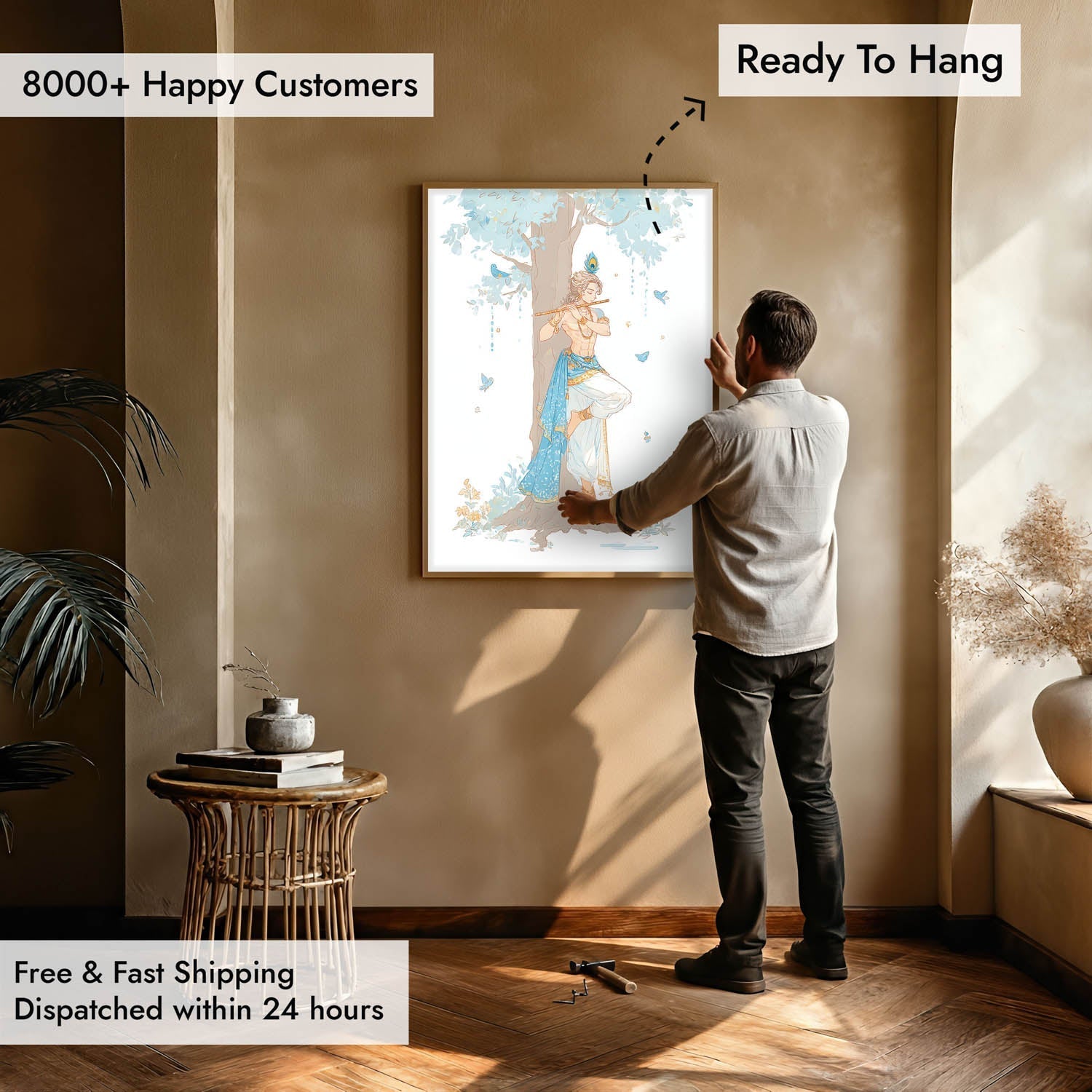 Lord Krishna Flute Wall Art – Vastu Painting for Home Decor