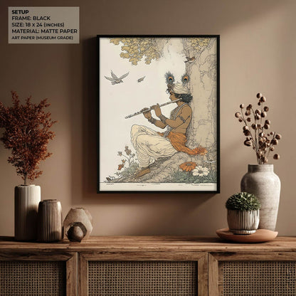 Lord Krishna Playing Flute Painting – Vastu Wall Art