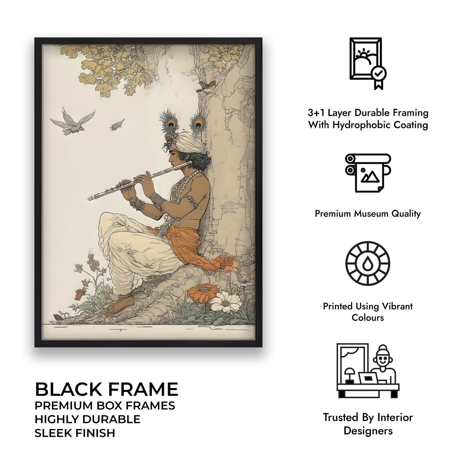 Lord Krishna Playing Flute Painting – Vastu Wall Art