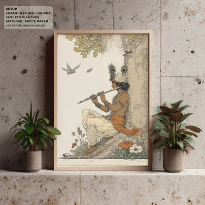 Lord Krishna Playing Flute Painting – Vastu Wall Art