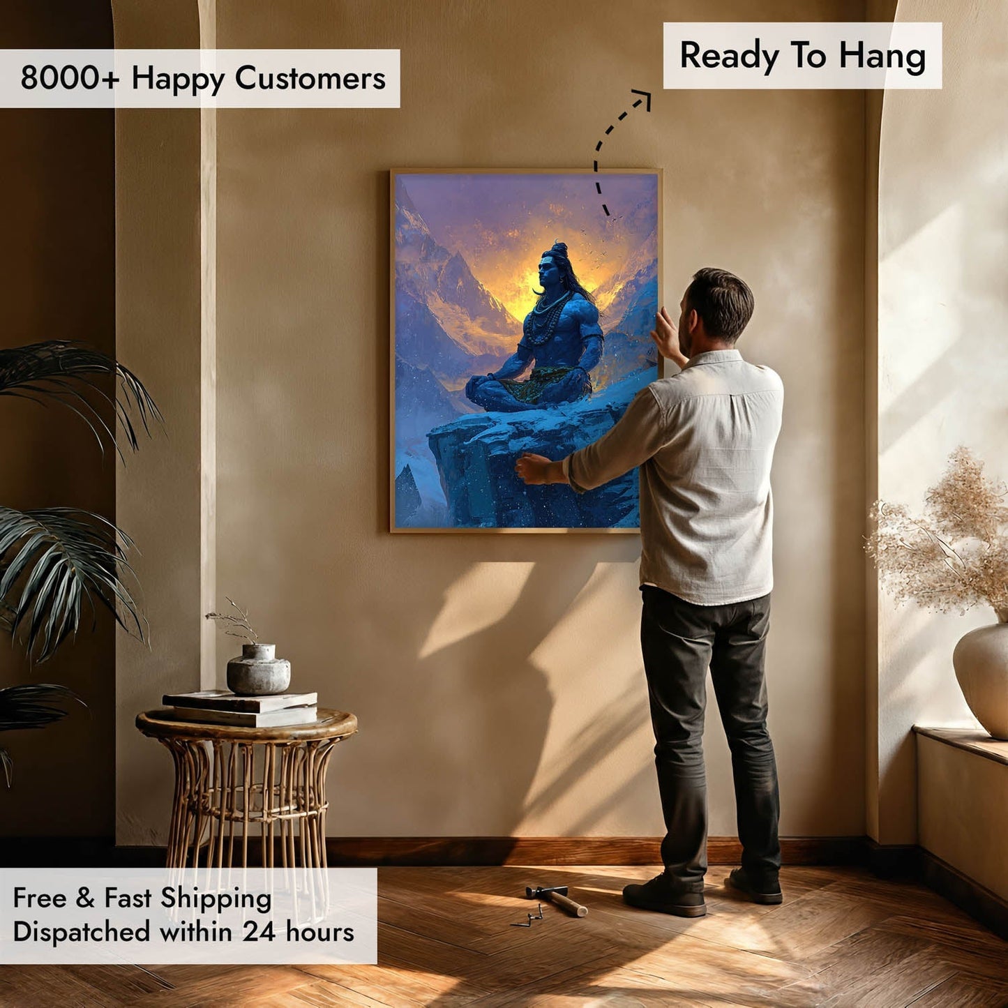Lord Shiva Meditation Painting – Mahadev Himalayan Vastu Wall Art