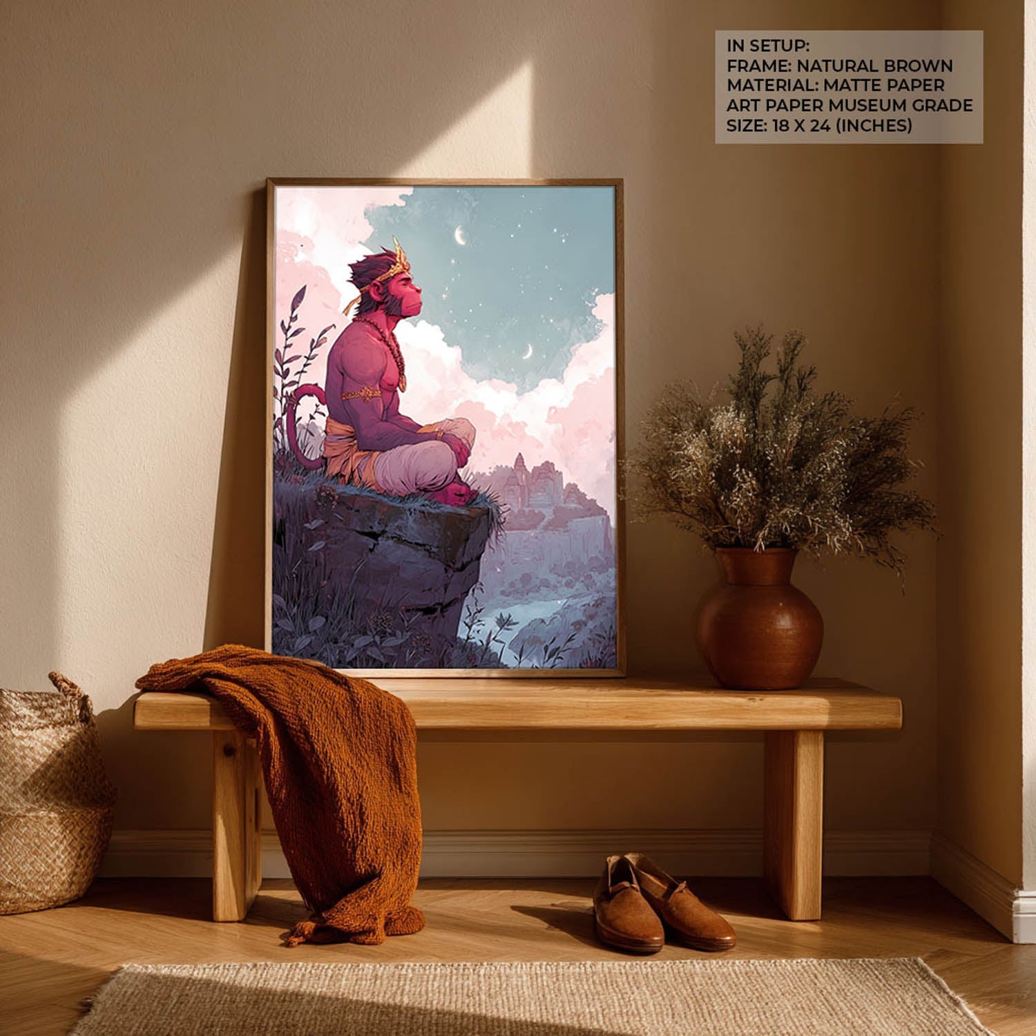 Meditative Hanuman Painting – Bajrangbali Wall Art