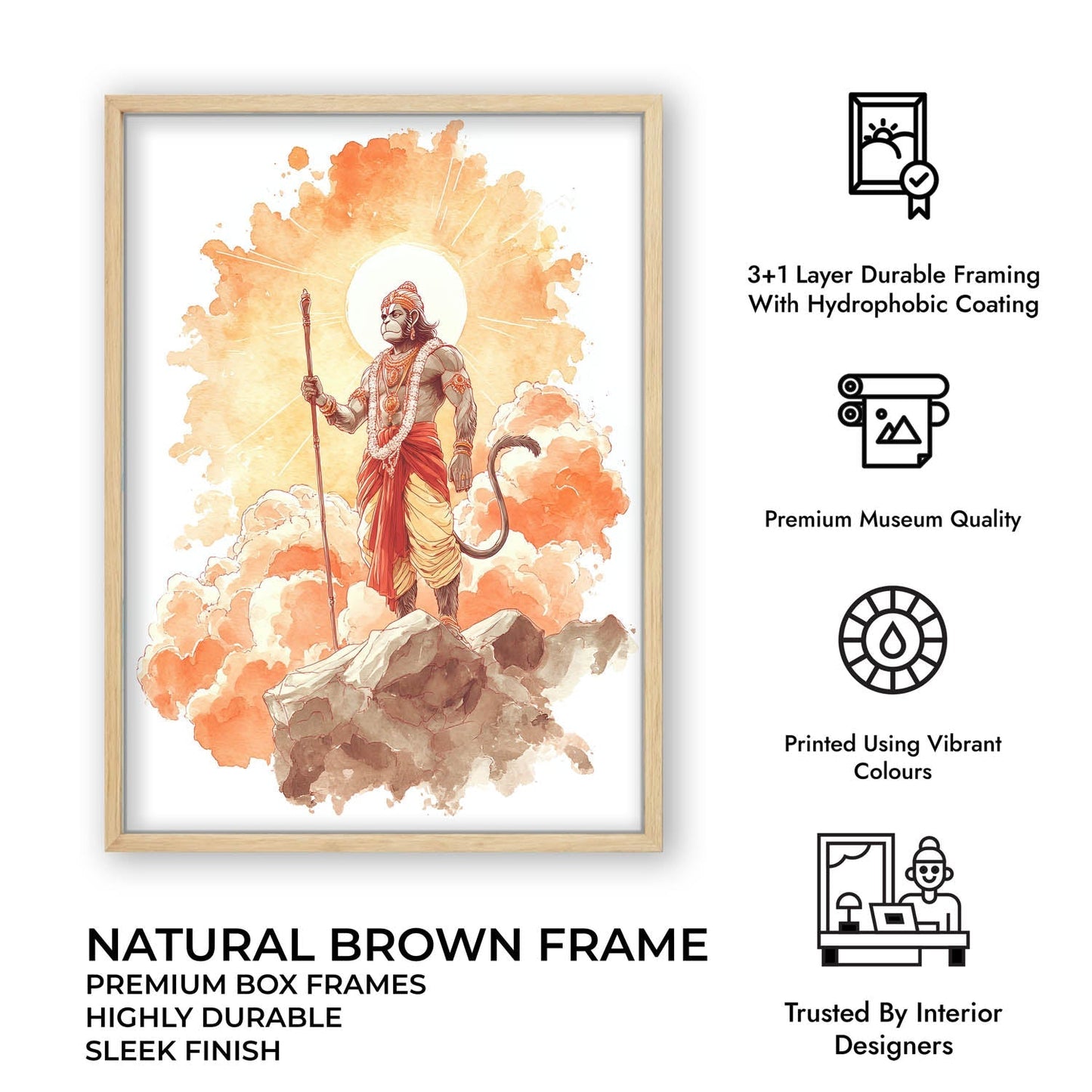 Radiant Hanuman Painting – Bajrangbali Wall Art
