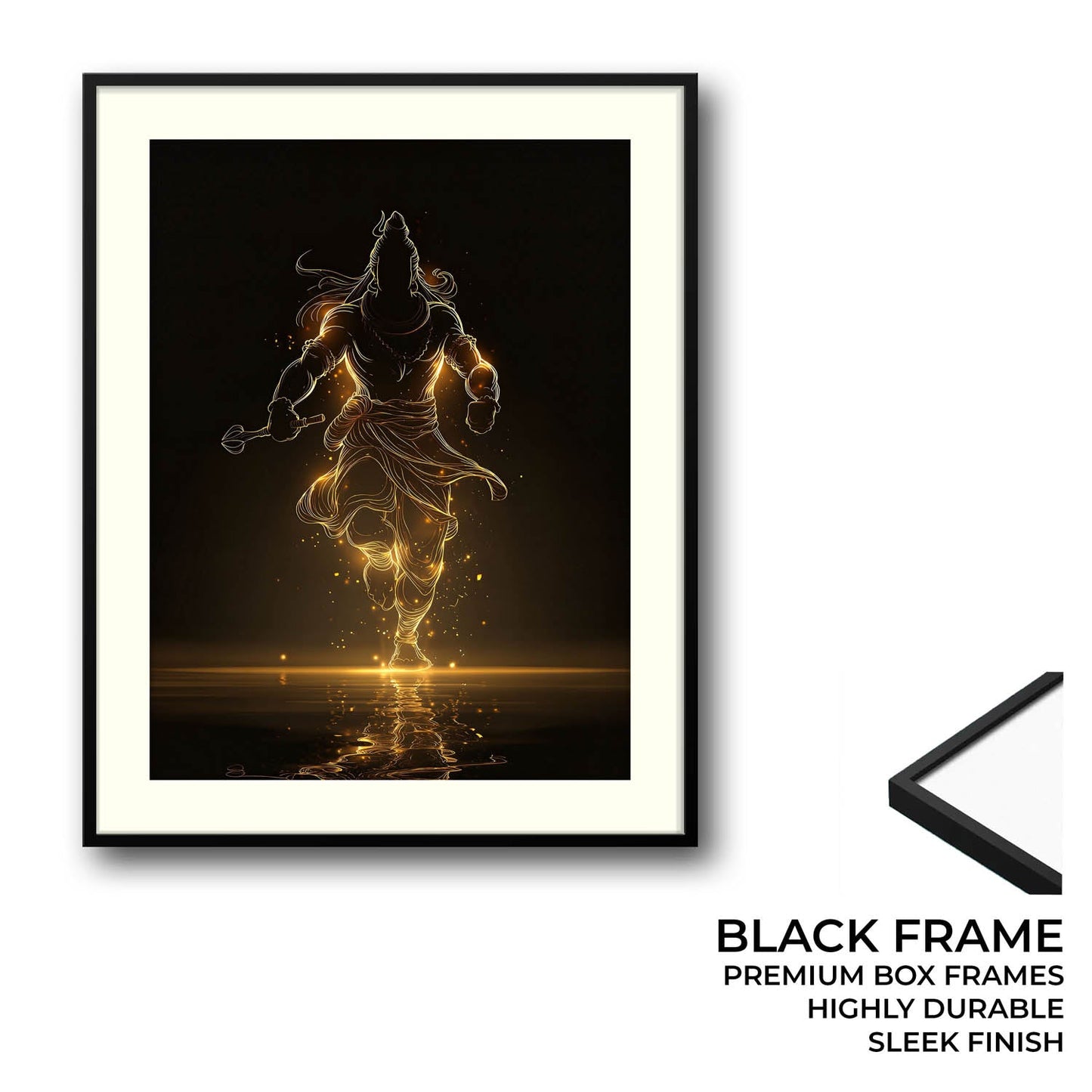 Radiant Mahadev – Golden Silhouette Shiva Wall Art