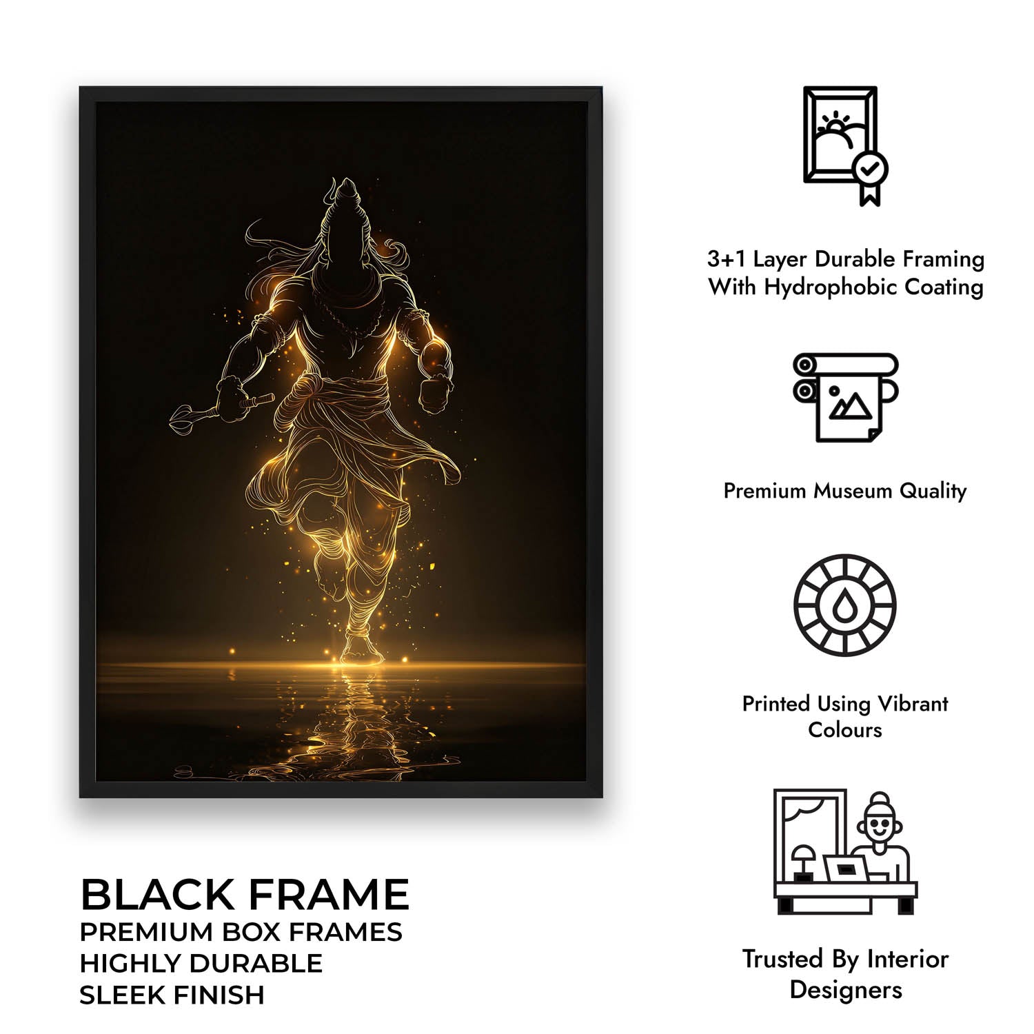 Radiant Mahadev – Golden Silhouette Shiva Wall Art