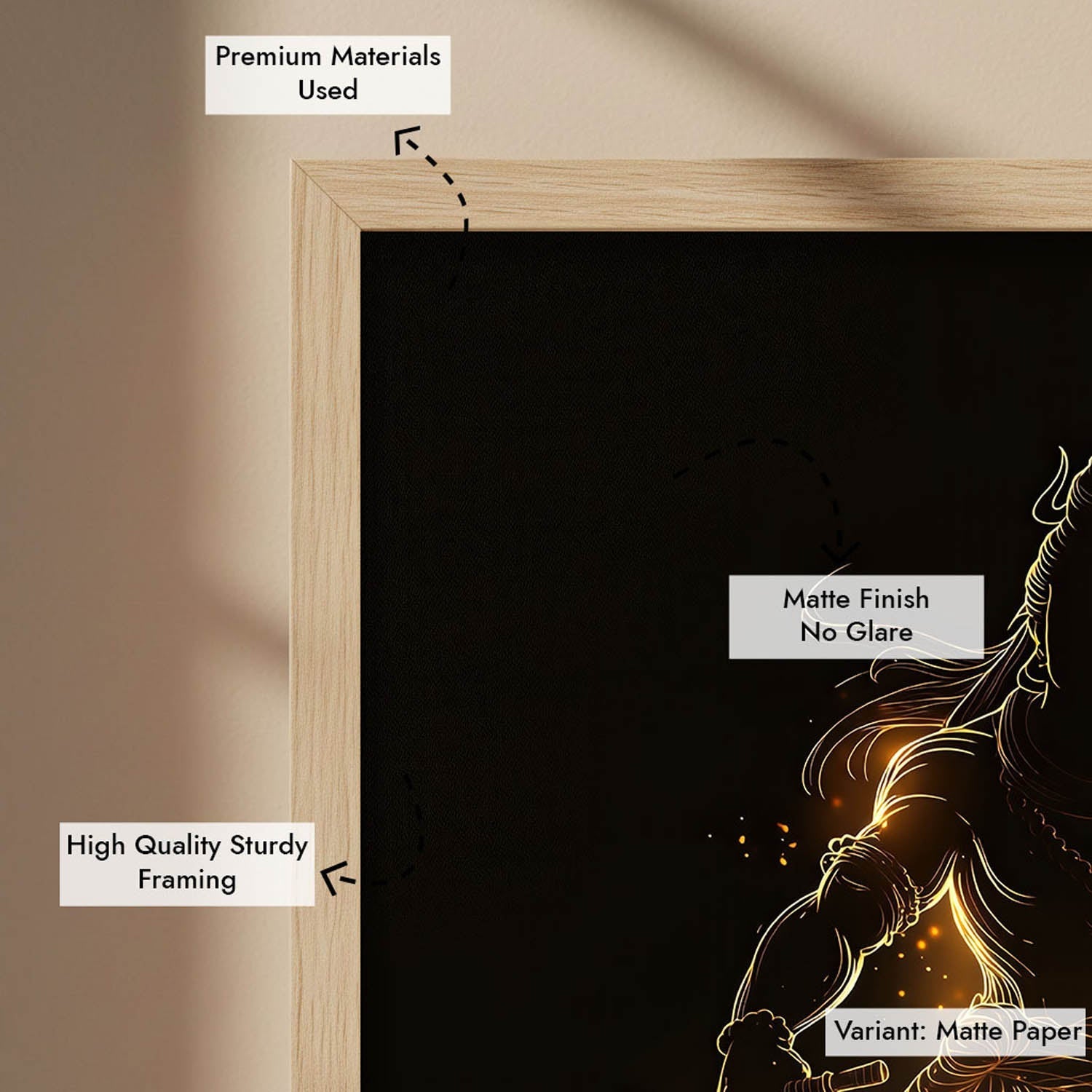Radiant Mahadev – Golden Silhouette Shiva Wall Art