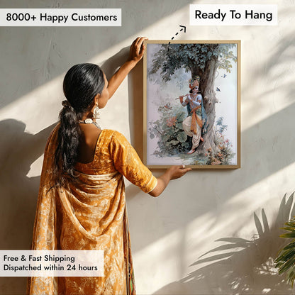 Shree Krishna Playing Flute Painting – Vastu Wall Art
