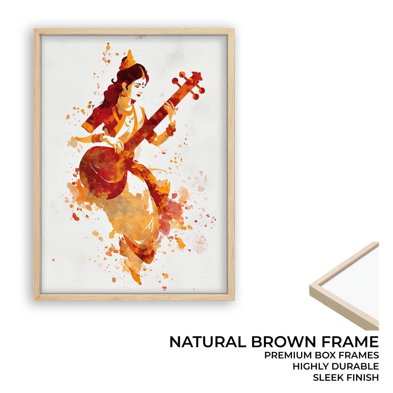 Veena Saraswati Painting – Goddess of Wisdom Wall Art
