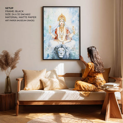 Goddess Durga in Himalaya - God Painting