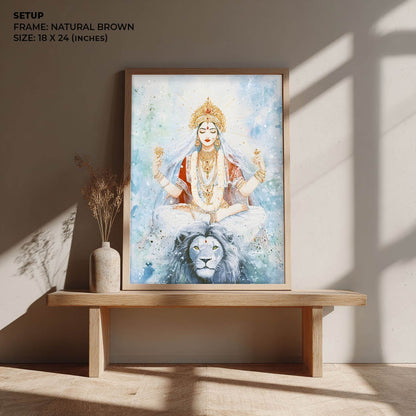 Goddess Durga in Himalaya - God Painting