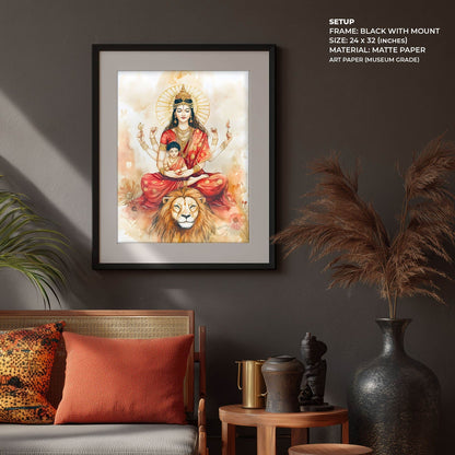 Goddess Durga sitting on Lion - Vastu Painting