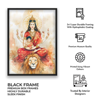 Goddess Durga sitting on Lion - Vastu Painting