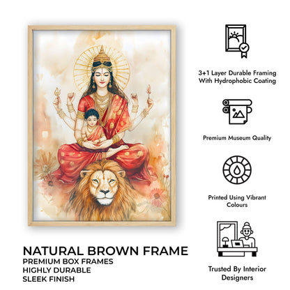 Goddess Durga sitting on Lion - Vastu Painting