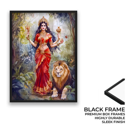 Goddess Durga with Lion - Vastu Painting