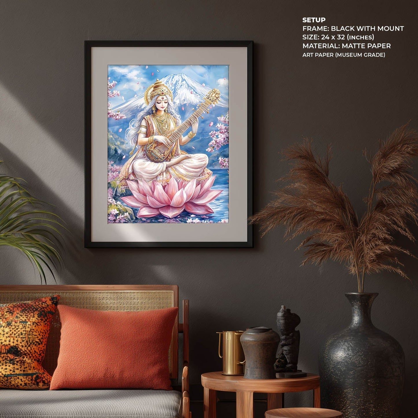 Goddess Saraswati in Himalaya  - Vastu Painting