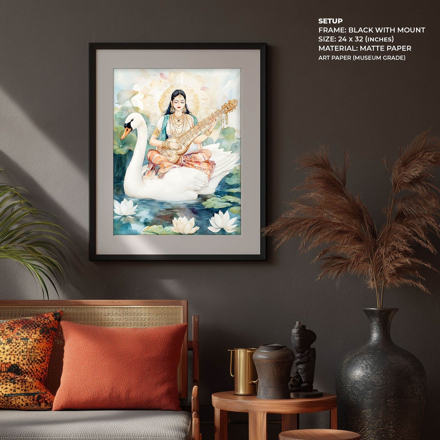 Goddess Saraswati on Swan - Vastu Painting