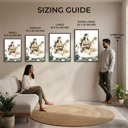Goddess Saraswati sitting on Swan - Vastu Painting