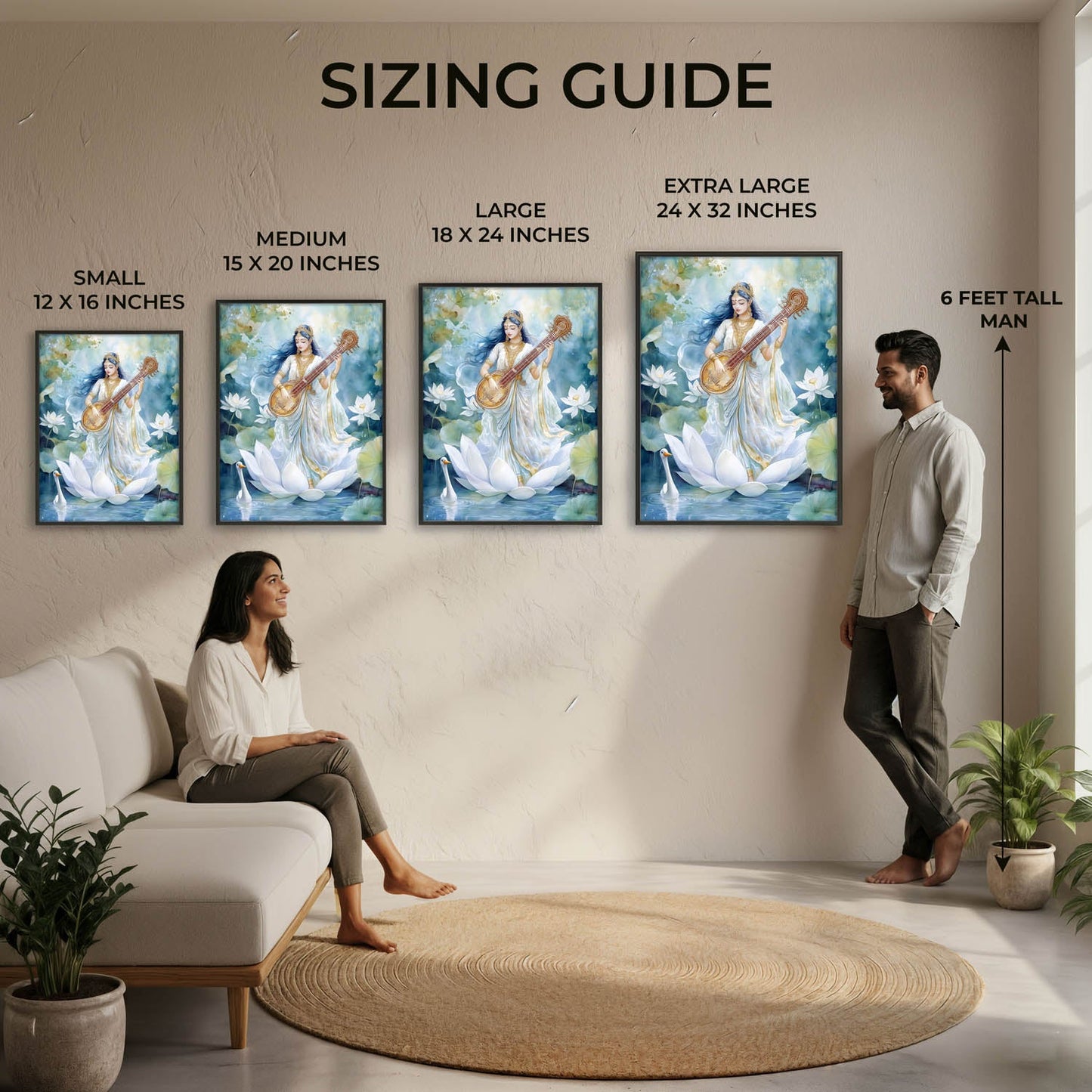 Goddess Saraswati with Swan - Vastu Painting