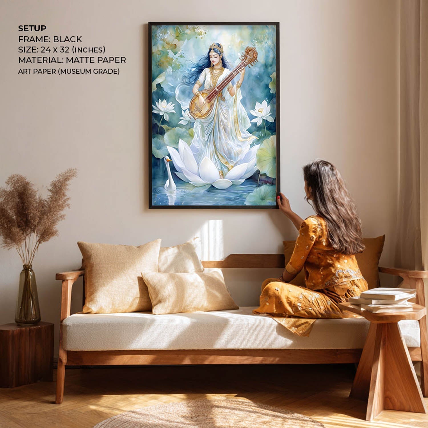 Goddess Saraswati with Swan - Vastu Painting
