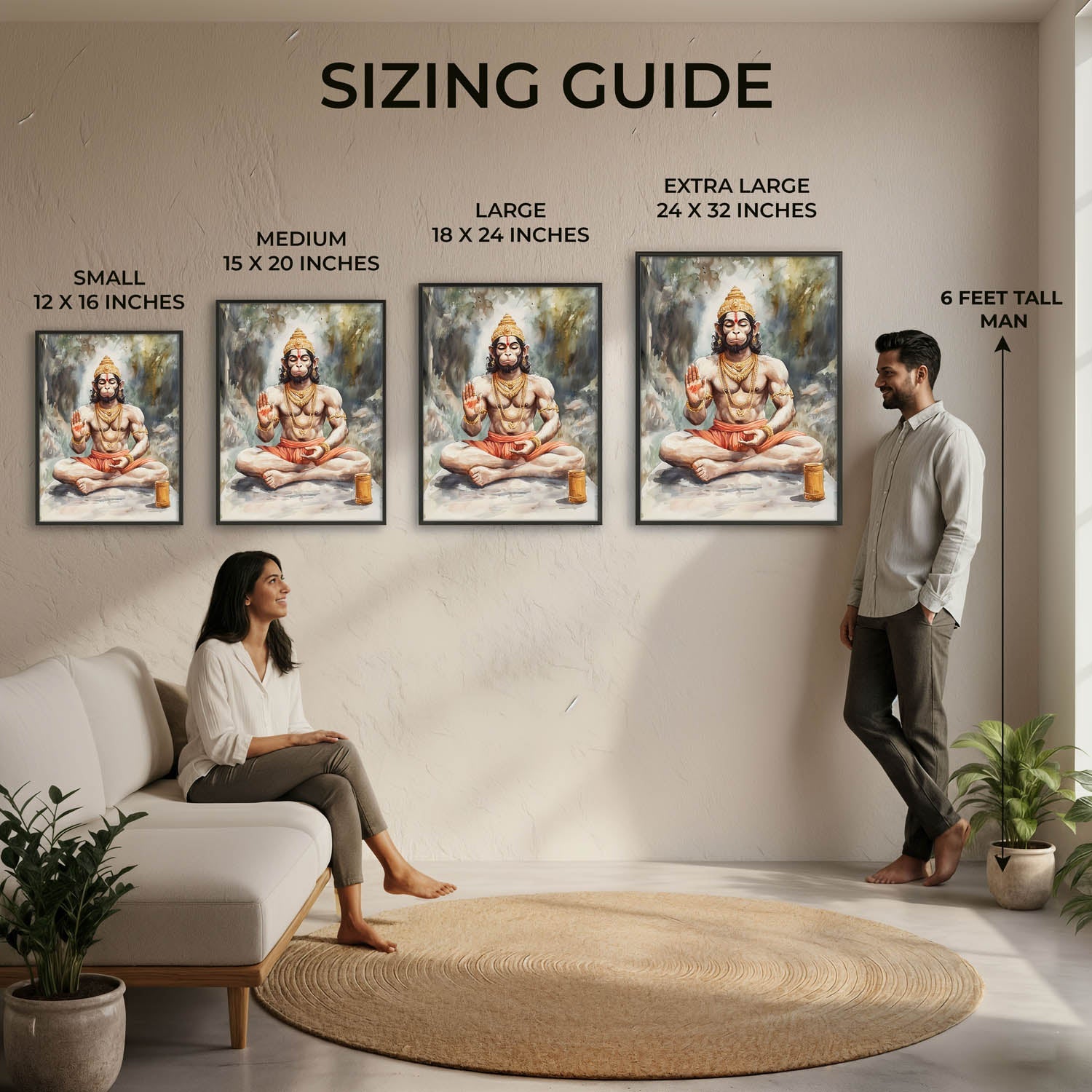 Lord Hanuman Meditating - Vastu Painting