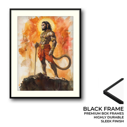 Lord Hanuman on Mountain Top - God Painting