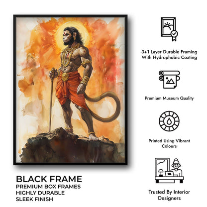 Lord Hanuman on Mountain Top - God Painting