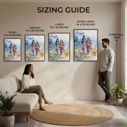 Lord Shiv & Goddess Parvati in Himalaya  - Vastu Painting