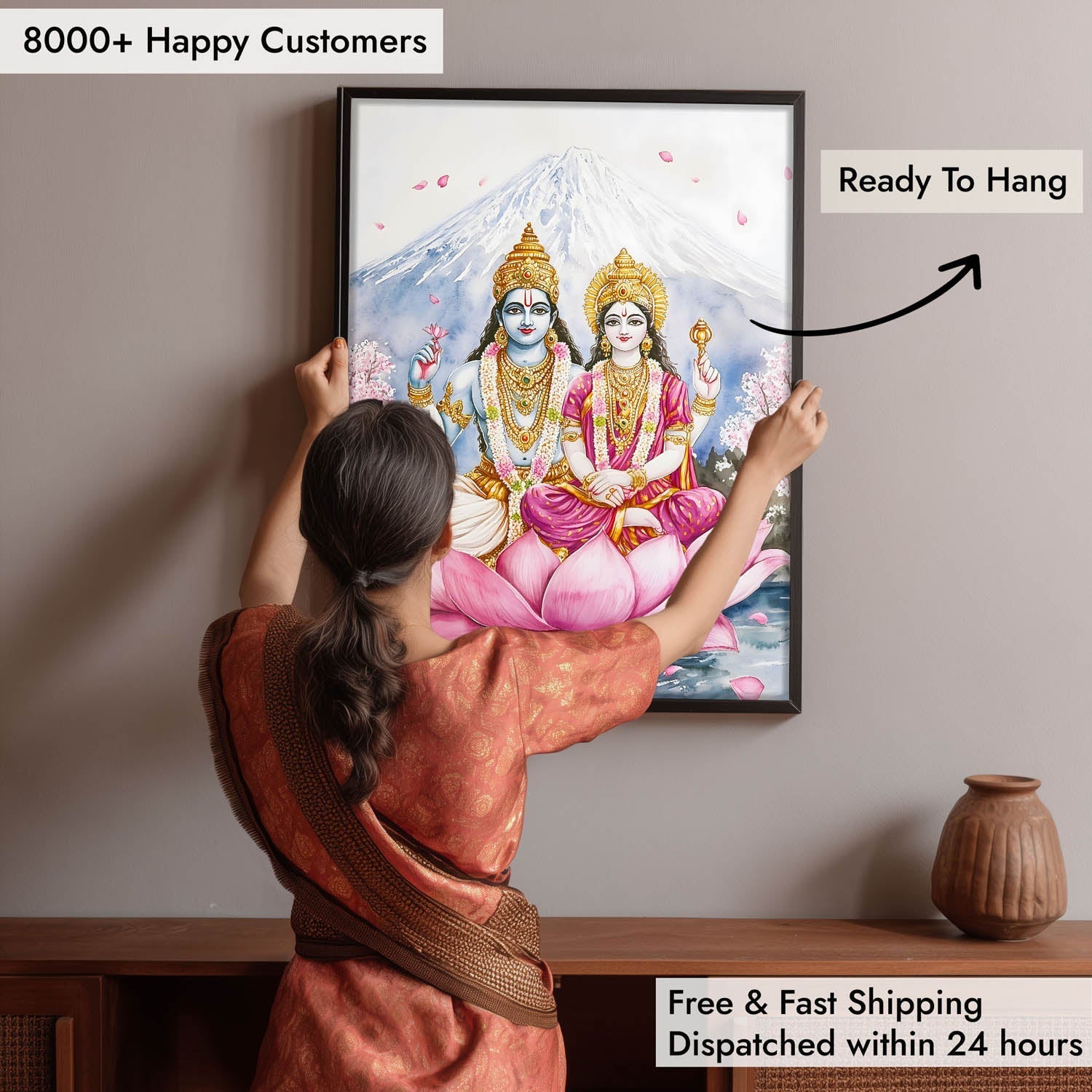 Lord Vishnu and Goddess Laxmi  - Vastu Painting