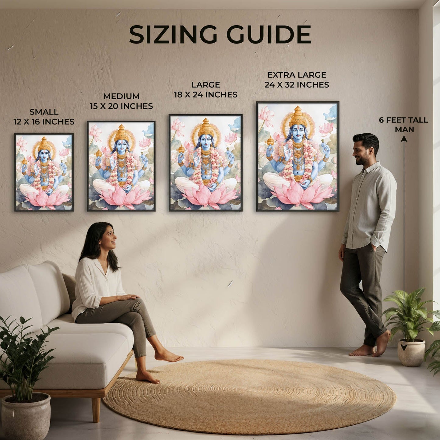 Lord Vishnu on Lotus - Vastu Painting