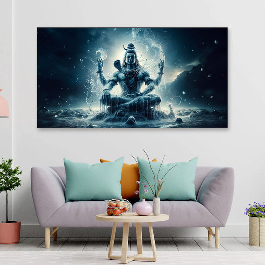 Water form lord shiva Canvas Wall Painting for Living Room, Bedroom, Office.