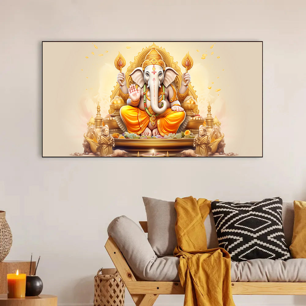 Illustration Ganesha Canvas Wall Painting for Living Room, Bedroom, Office.