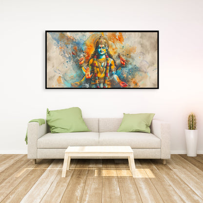 Hand draw watercolor Vishnu for Living Room, Bedroom, Office.