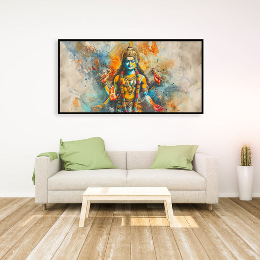 Hand draw watercolor Vishnu for Living Room, Bedroom, Office.
