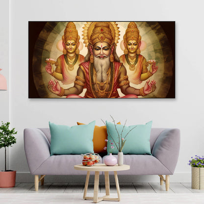 Portrait Indian god brahma  Wall Painting for Living Room, Bedroom, Office.