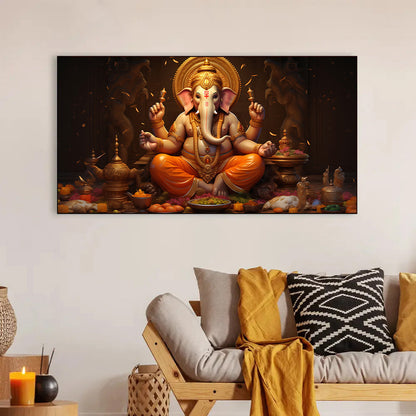Illustration Ganesha Canvas Wall Painting for Living Room, Bedroom, Office.