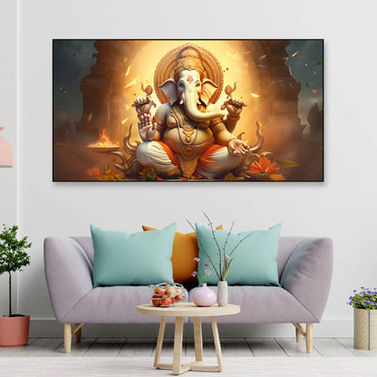 Lord Ganesh Canvas Wall Painting for Living Room, Bedroom, Office.