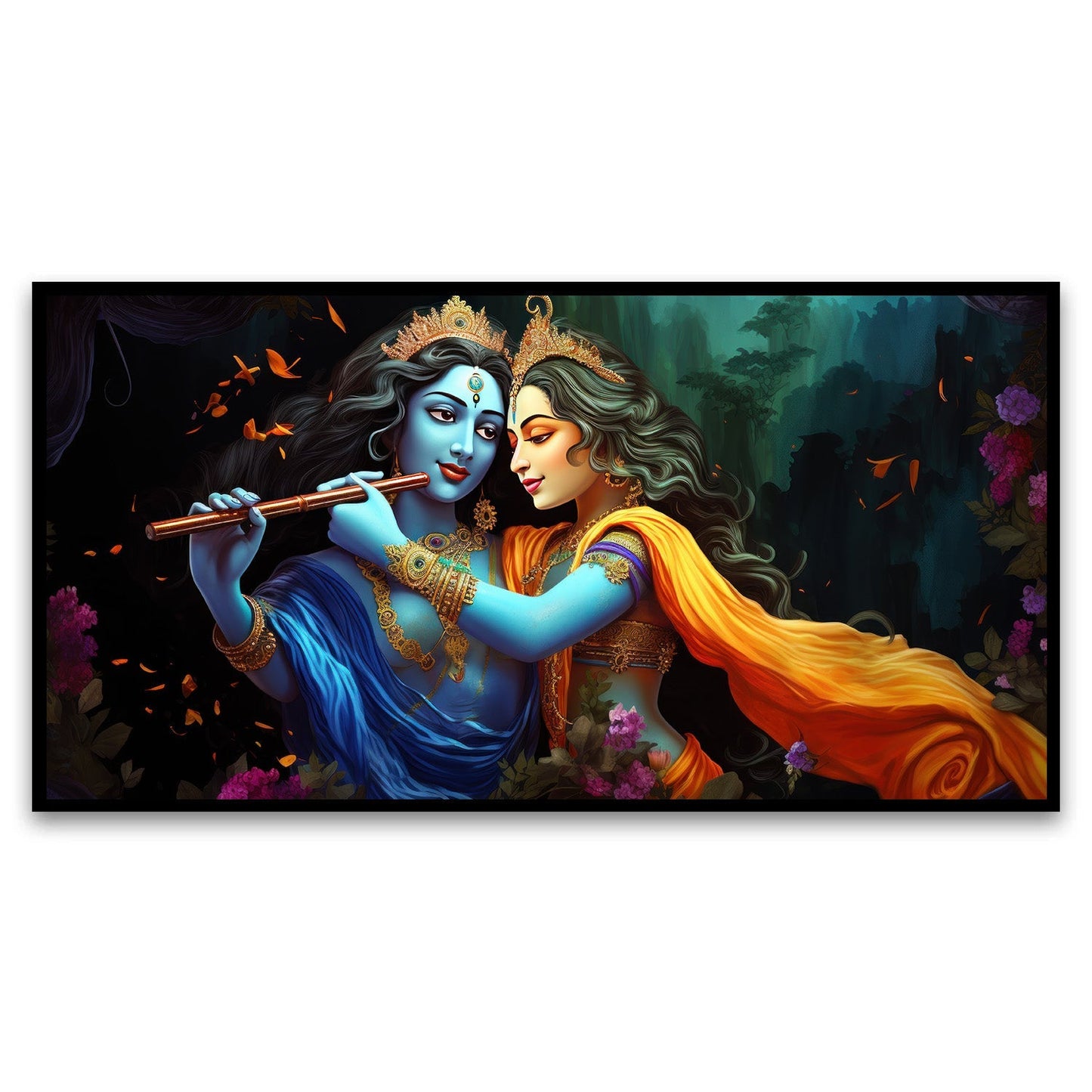 Illustration Radha Krishna love painting Canvas Wall Painting for Living Room, Bedroom, Office.