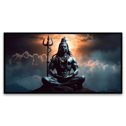 Painting Shiva with moon it Wall Painting for Living Room, Bedroom, Office.